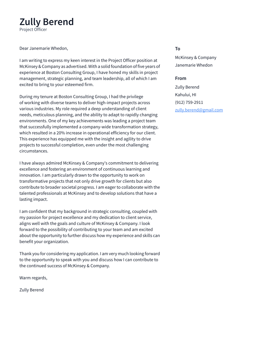 Project Officer Cover Letter Examples And Templates
