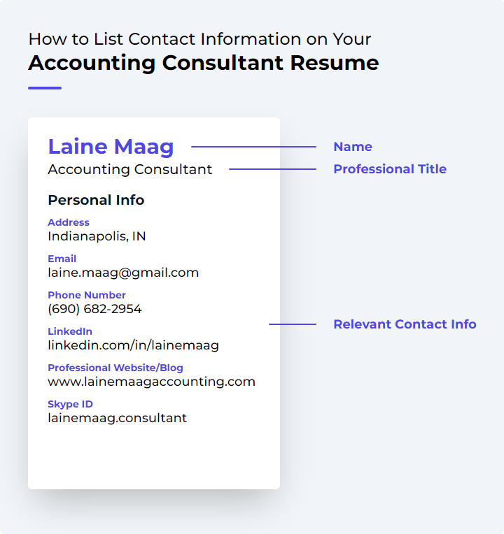 Accounting Consultant Resume Contact Information Example