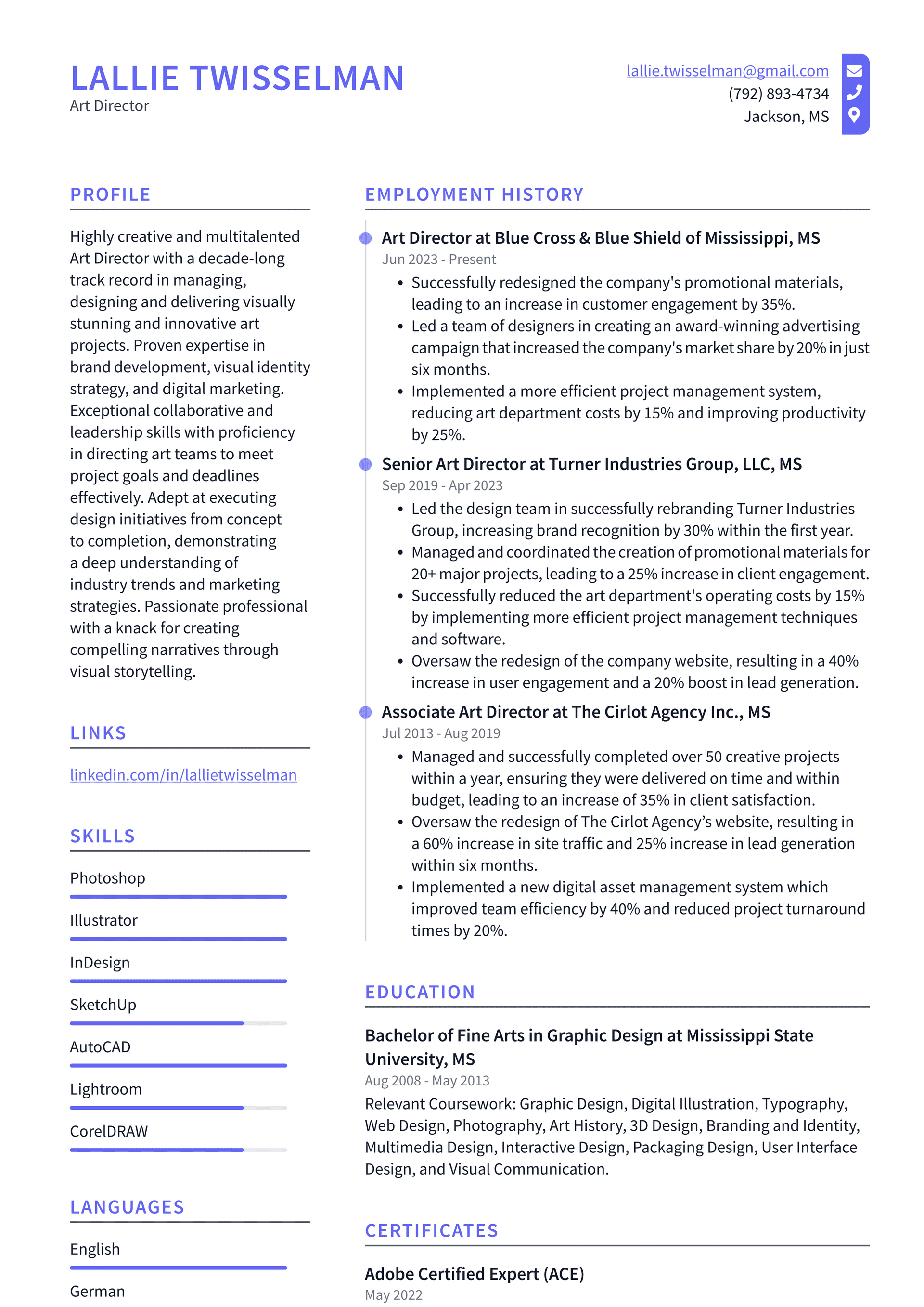 Adobe Art Director Resume Examples | ResumeCat