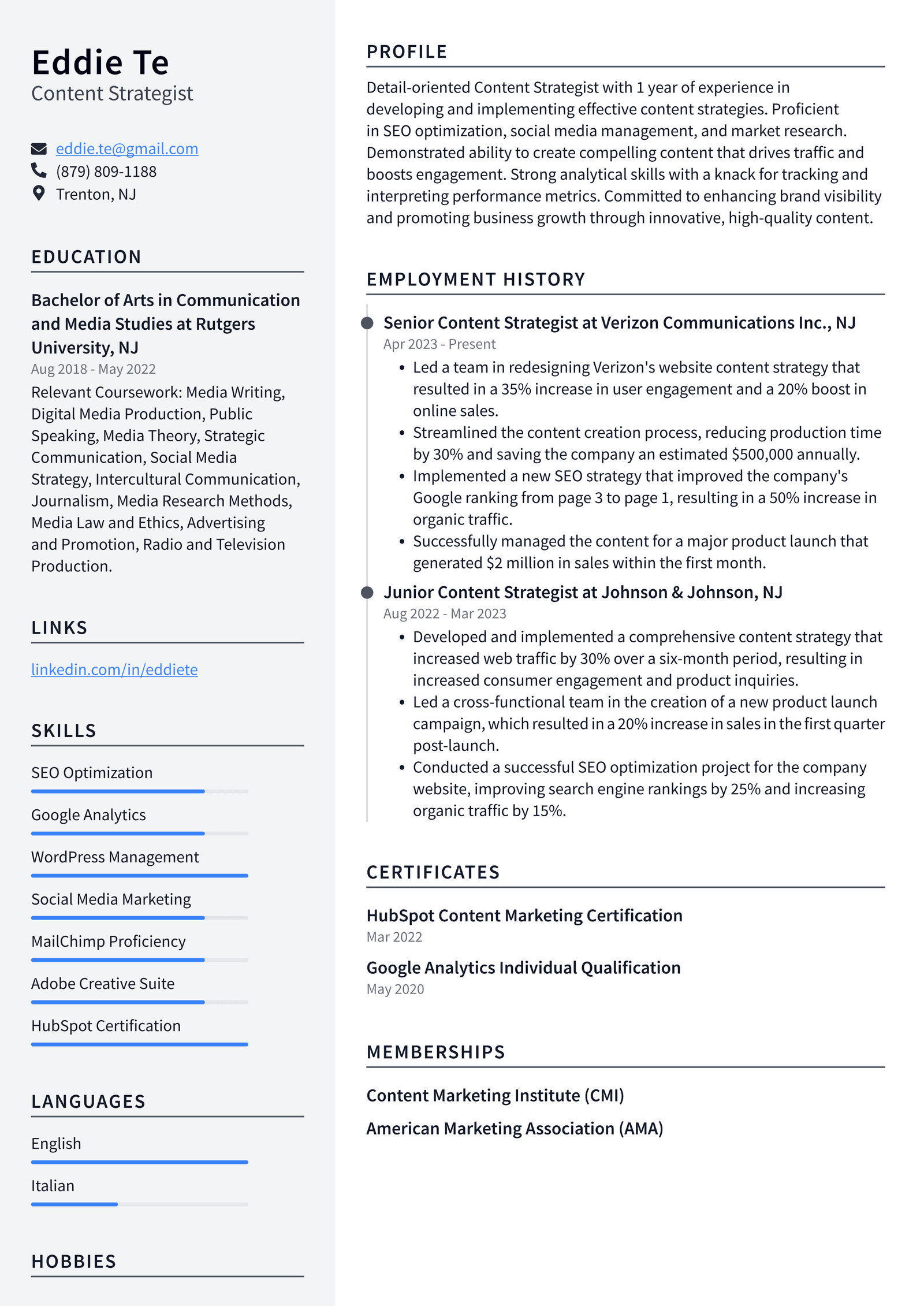 Adobe Content Strategist Resume Examples | ResumeCat