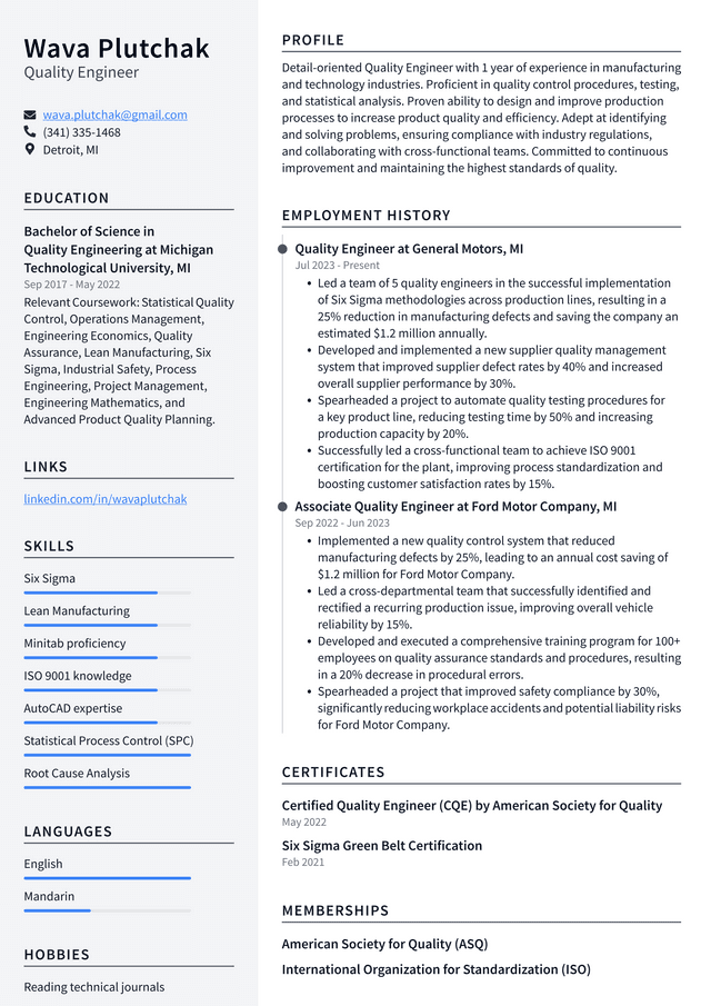 Adobe Quality Engineer Resume Example