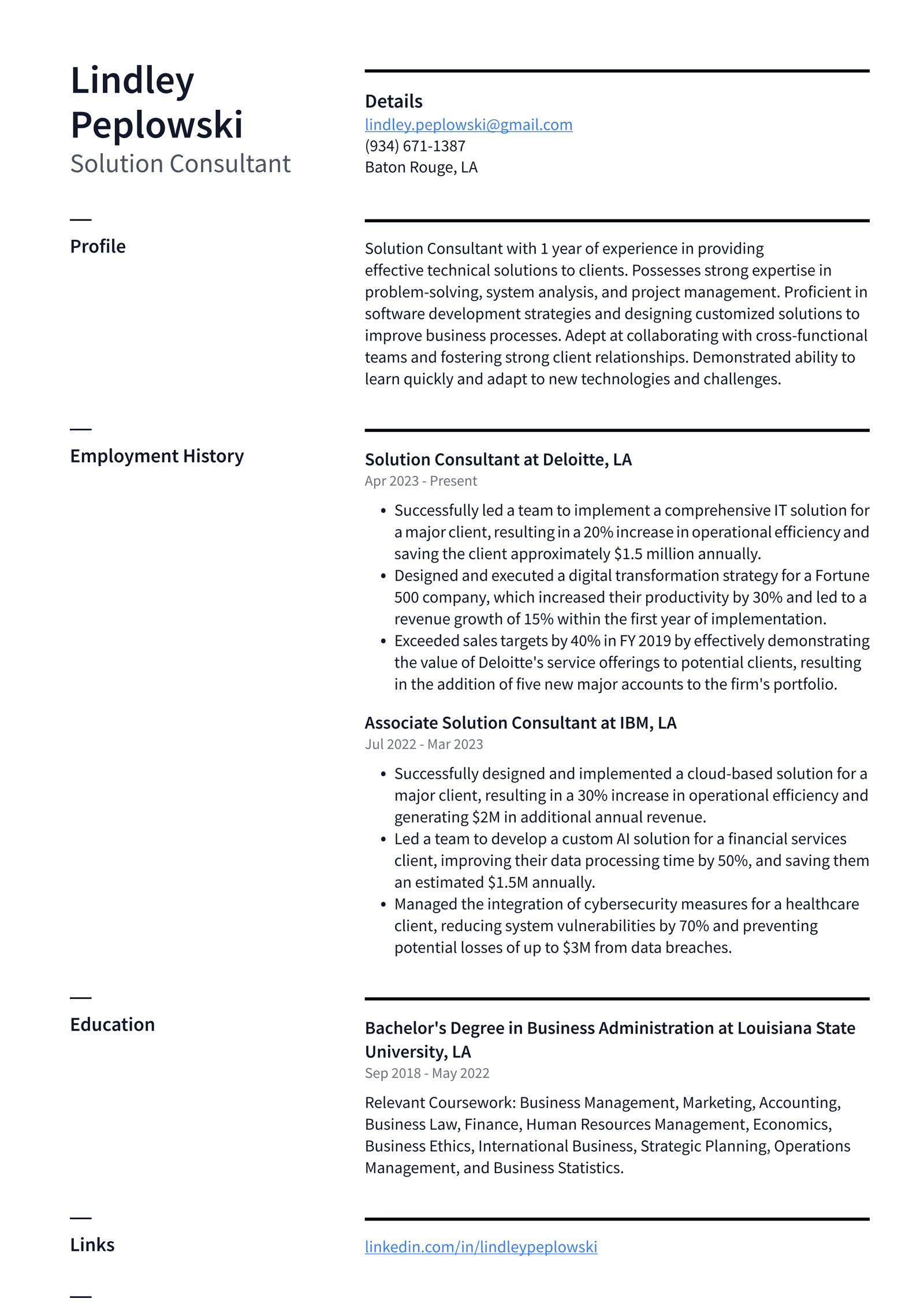 Adobe Solution Consultant Resume Examples | ResumeCat
