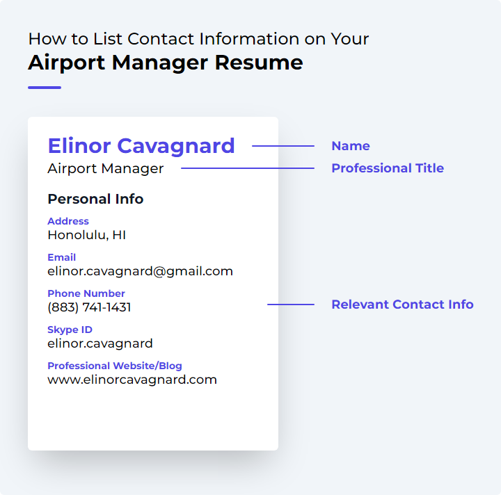 How to List Contact Information for an Airport Manager Resume