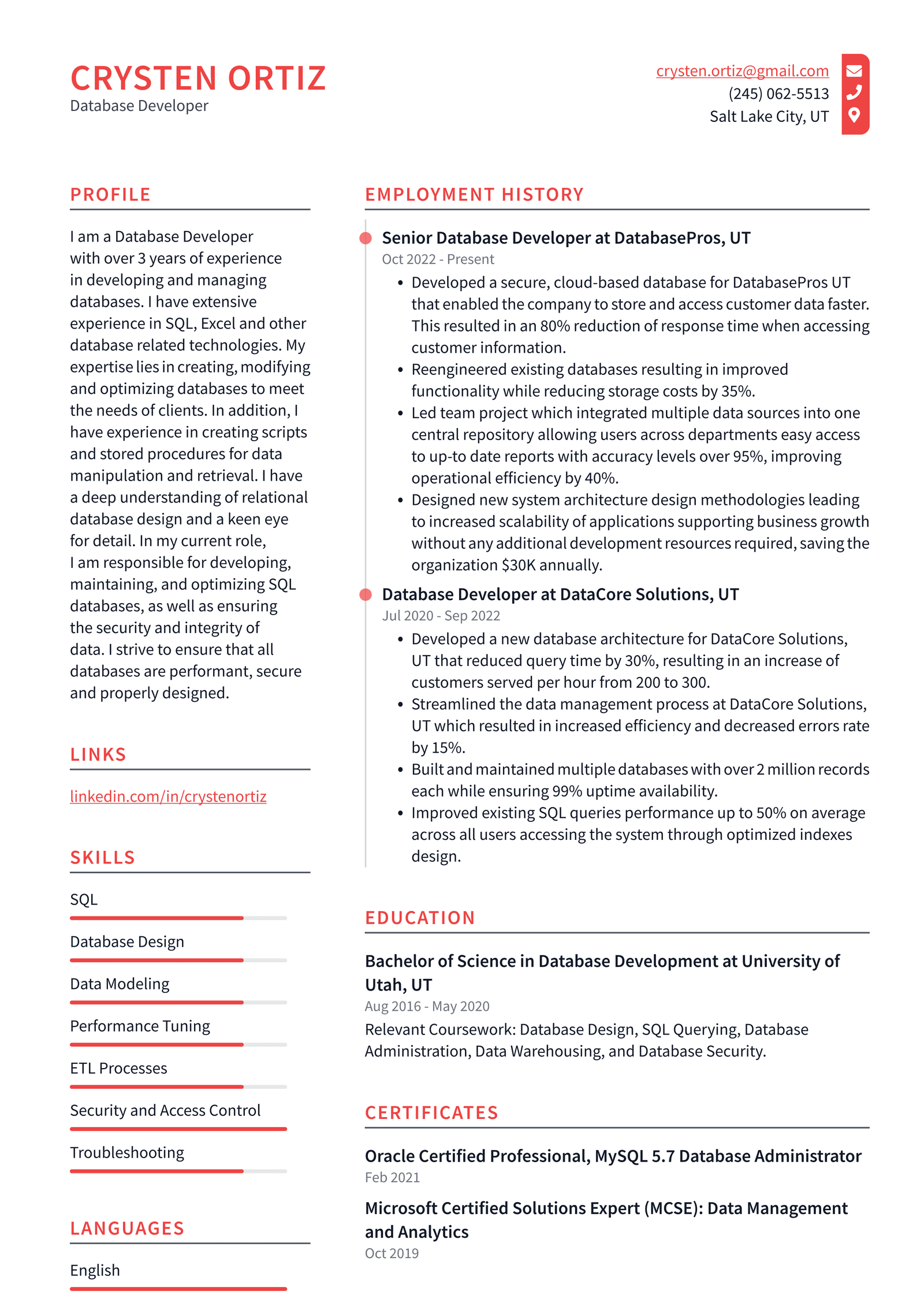 Amazon Database Developer Resume Examples | ResumeCat