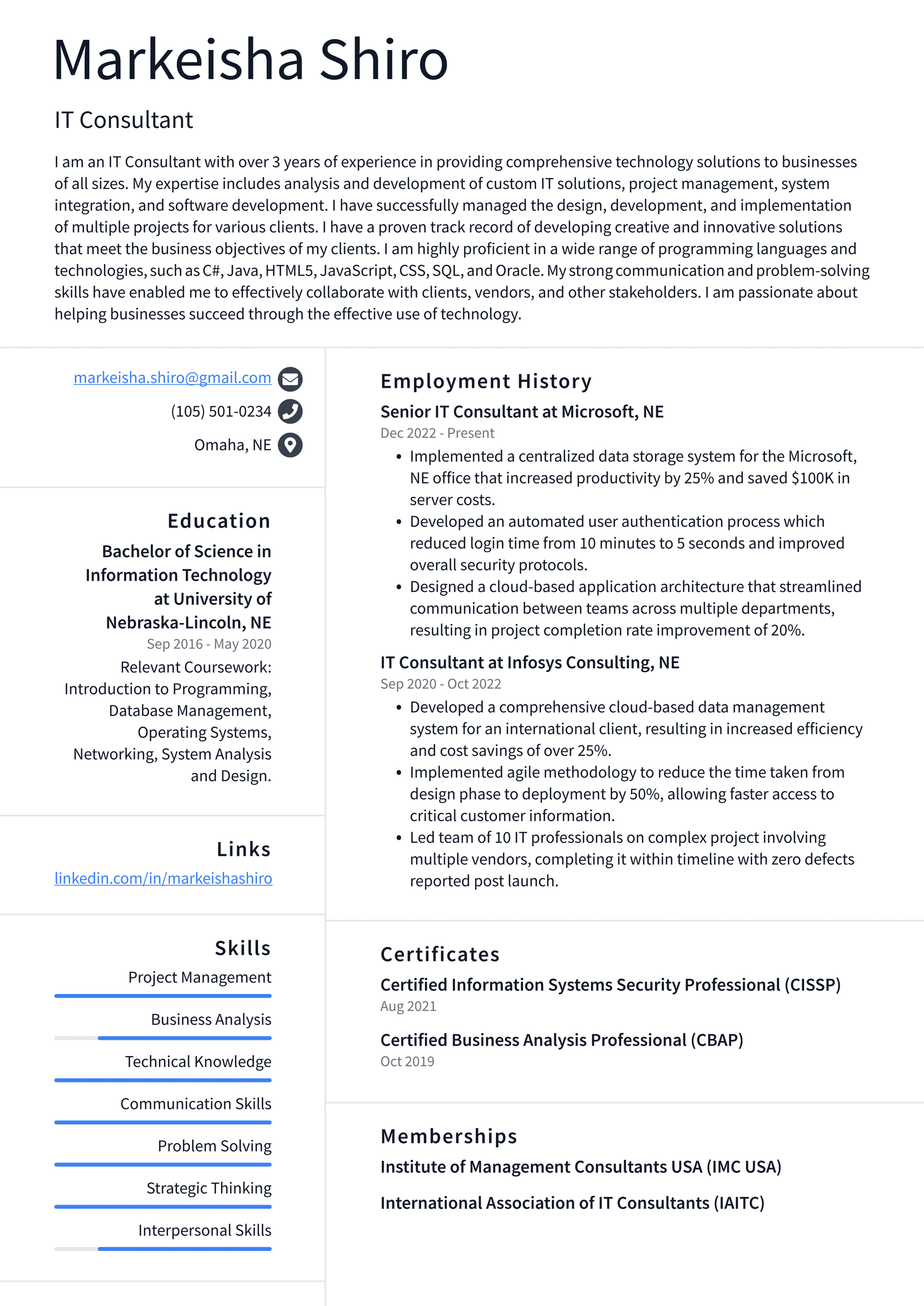 Amazon IT Consultant Resume Examples | ResumeCat
