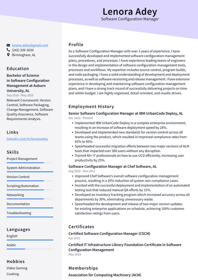 Amazon Software Configuration Manager Resume Example