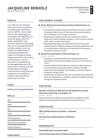 Amazon Web Services Developer Resume Examples | ResumeCat