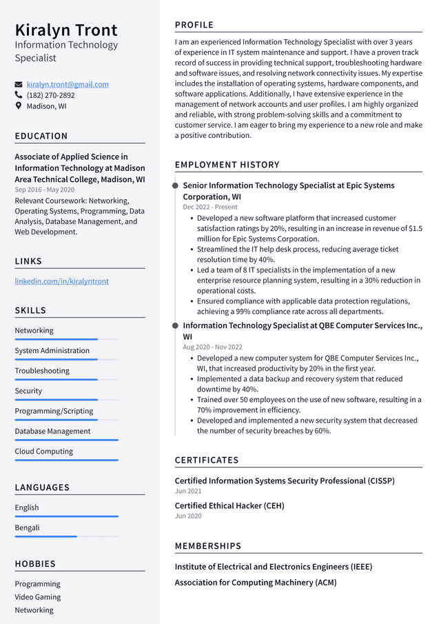 Apple Information Technology Specialist Resume Examples