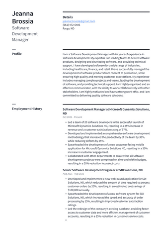 Apple Software Development Manager Resume Examples