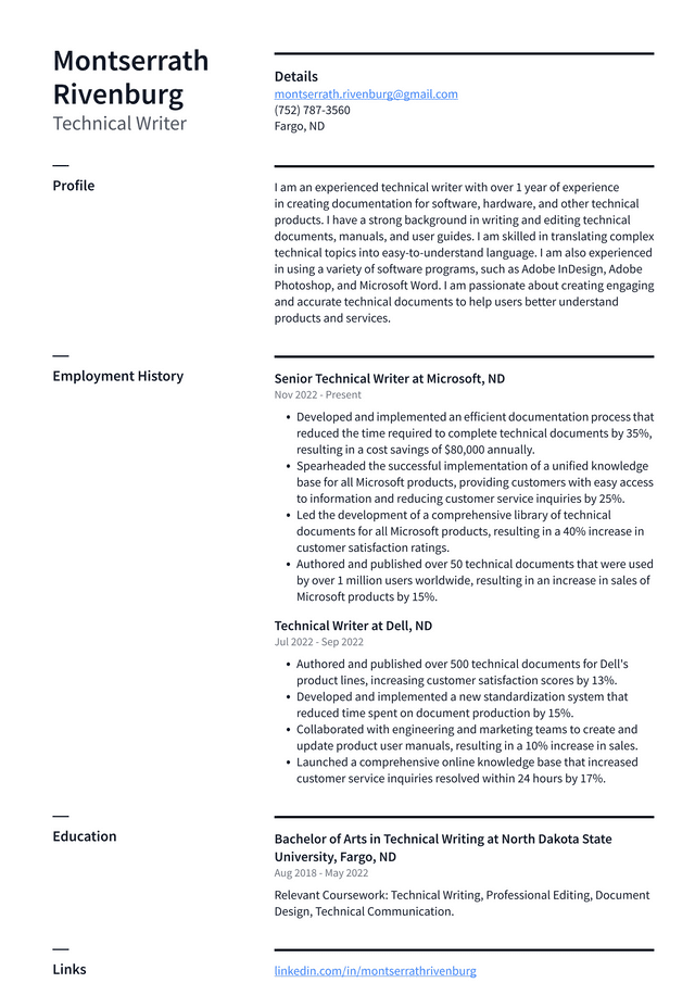 Apple Technical Writer Resume Example