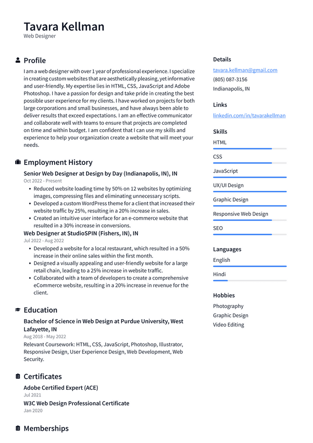 Apple Web Designer Resume Example