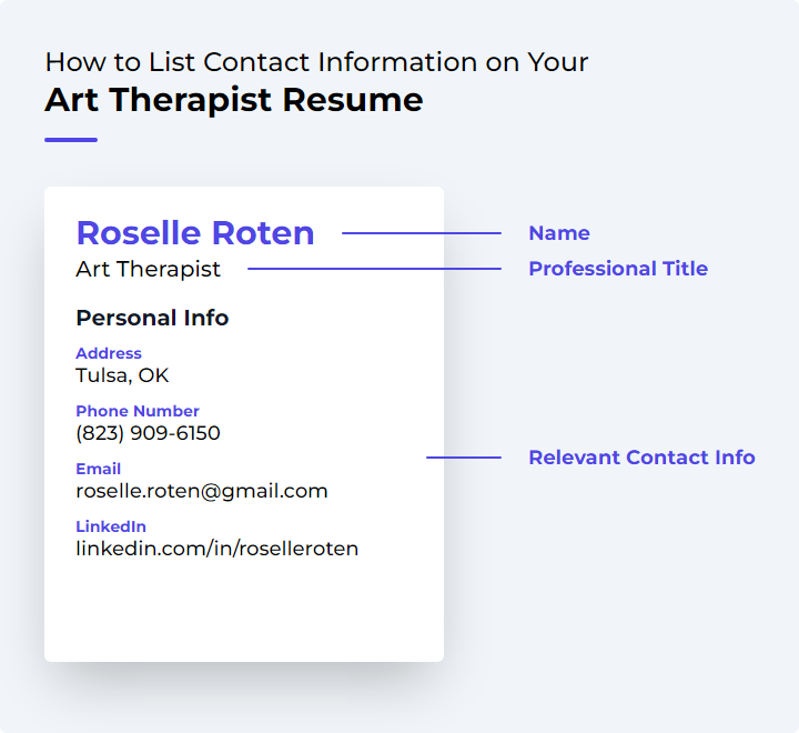 How to List Contact Information for an Art Therapist Resume