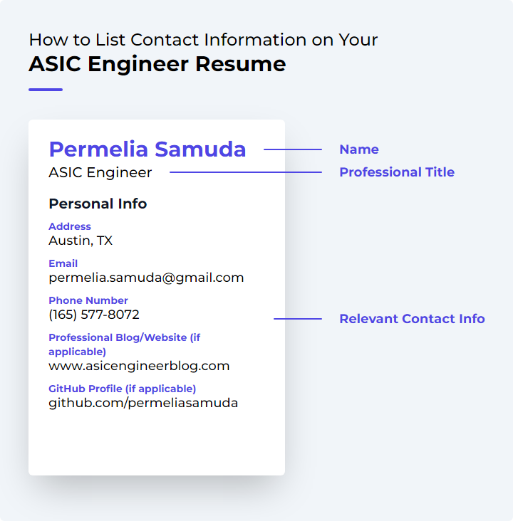 How to List Contact Information for an ASIC Engineer Resume