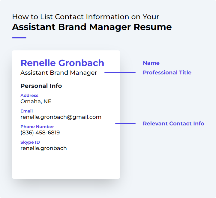 Assistant Brand Manager Resume Contact Information Example