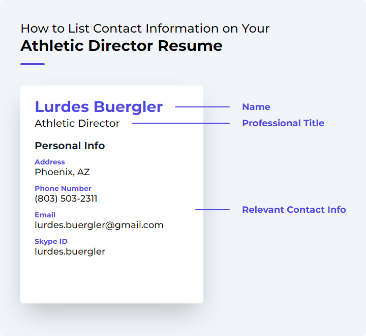 How to List Contact Information for an Athletic Director Resume