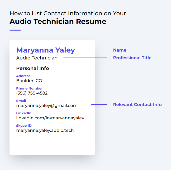 How to List Contact Information for an Audio Technician Resume