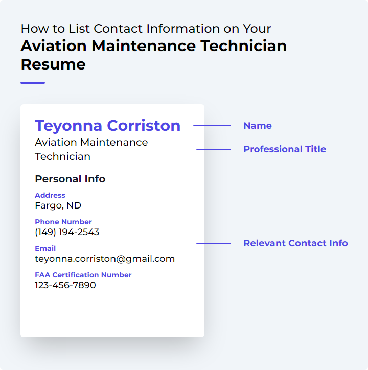 How to List Contact Information for an Aviation Maintenance Technician Resume