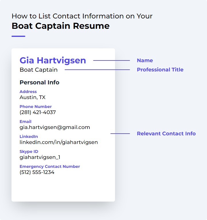 How to List Contact Information for a Boat Captain Resume