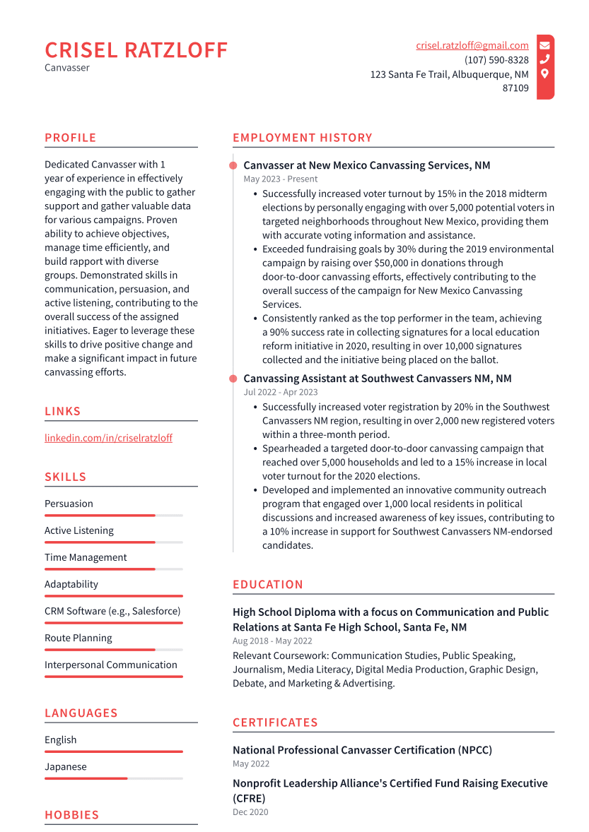 Top 16 Canvasser Resume Objective Examples ResumeCat
