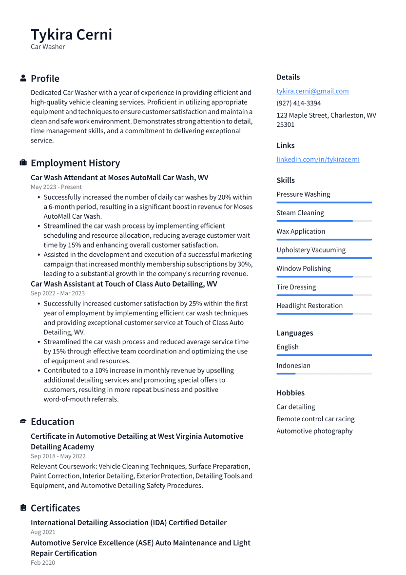 Top 17 Car Washer Resume Objective Examples ResumeCat