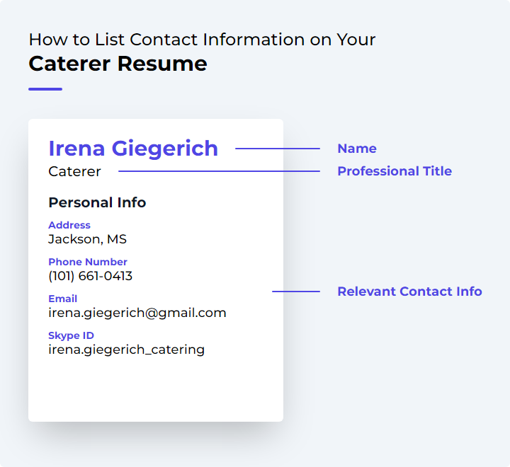 How to List Contact Information for a Caterer Resume