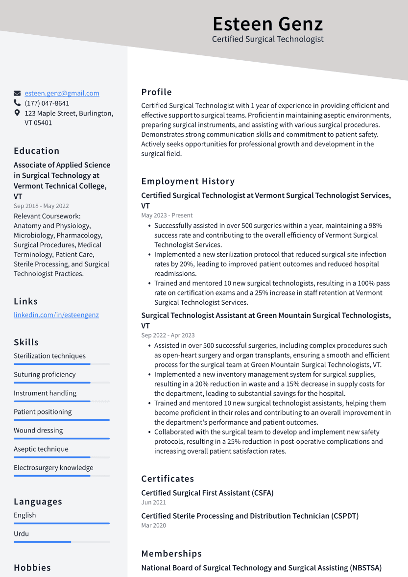 Top 12 Certified Surgical Technologist Skills To Put On Your Resume