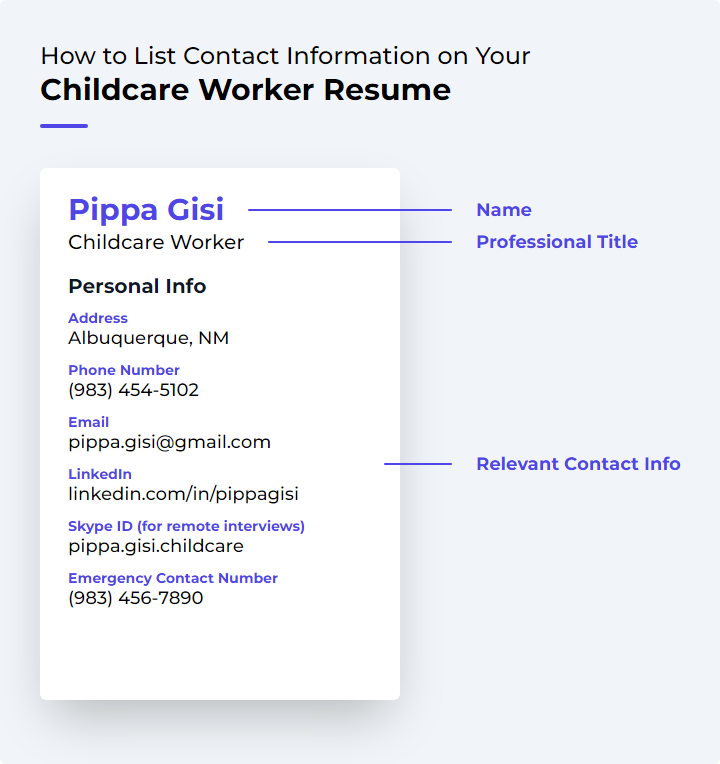 How to List Contact Information for a Childcare Worker Resume