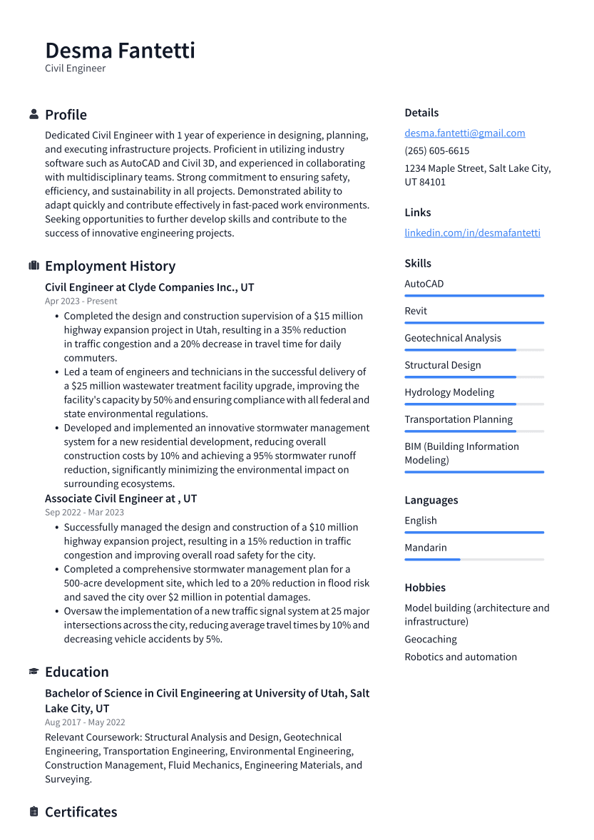 resume career objective for civil engineer