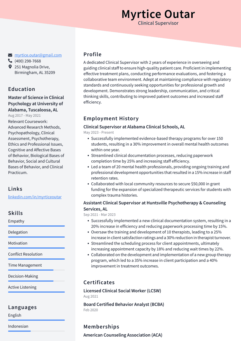 Clinical Supervisor Cover Letter Examples And Templates