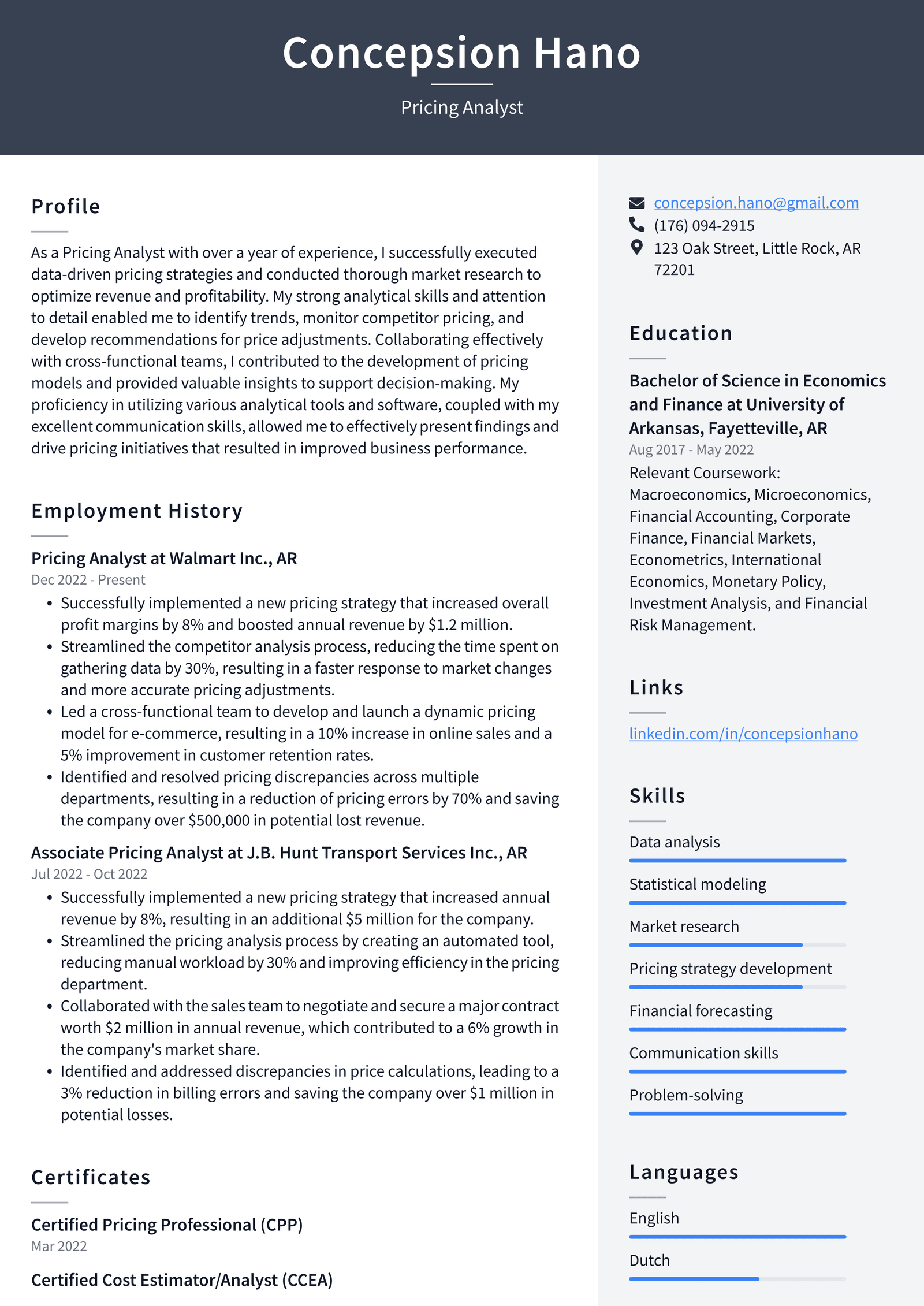 Costco Pricing Analyst Resume Examples ResumeCat