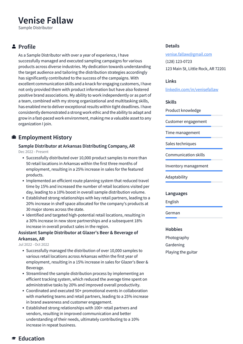 Costco Sample Distributor Resume Examples ResumeCat