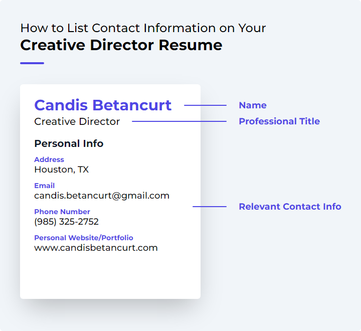 How to List Contact Information for a Creative Director Resume