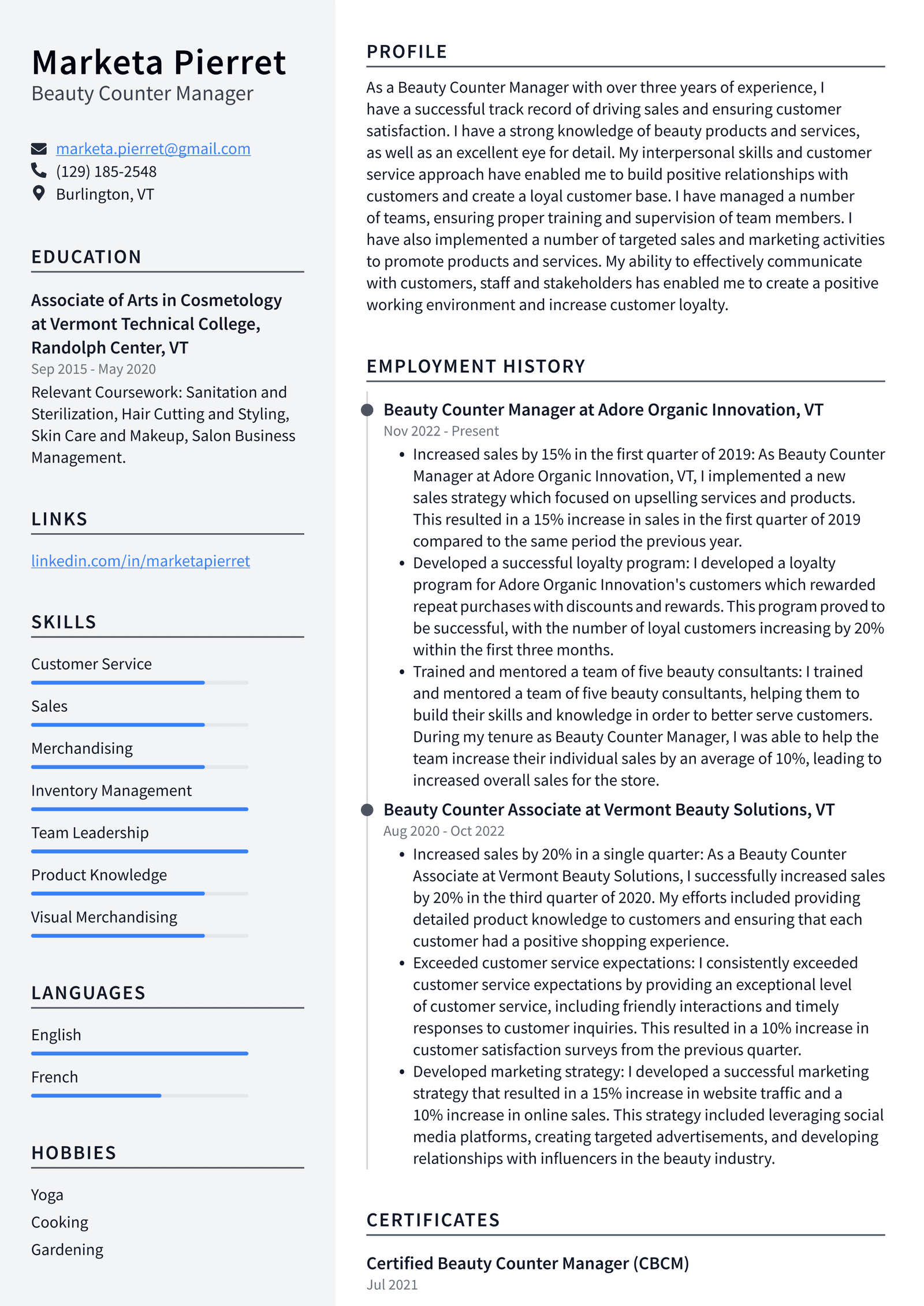 CVS Beauty Counter Manager Resume Examples ResumeCat