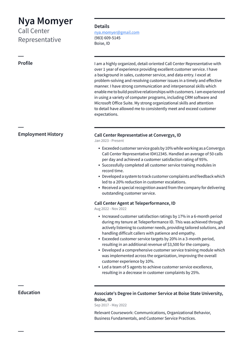 CVS Call Center Representative Resume Examples | ResumeCat