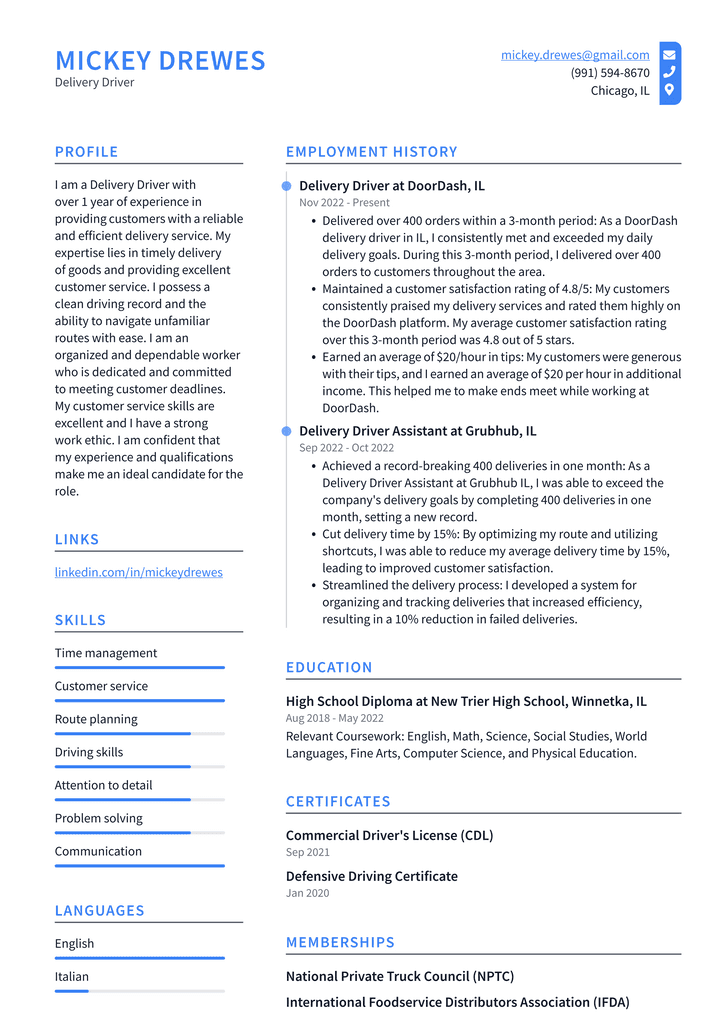 CVS Delivery Driver Resume Examples ResumeCat