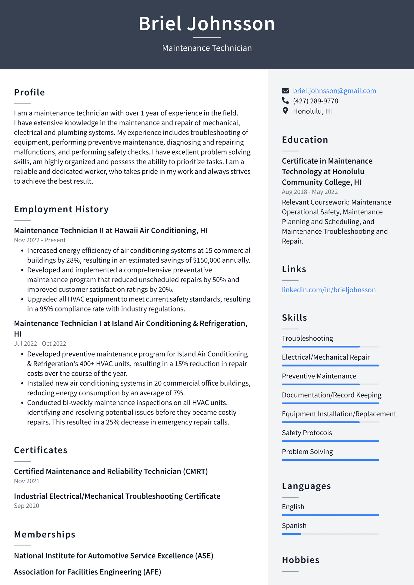 CVS Maintenance Technician Resume Examples | ResumeCat