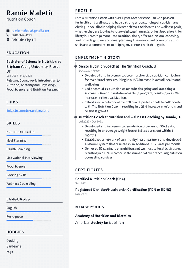 CVS Nutrition Coach Resume Examples | ResumeCat