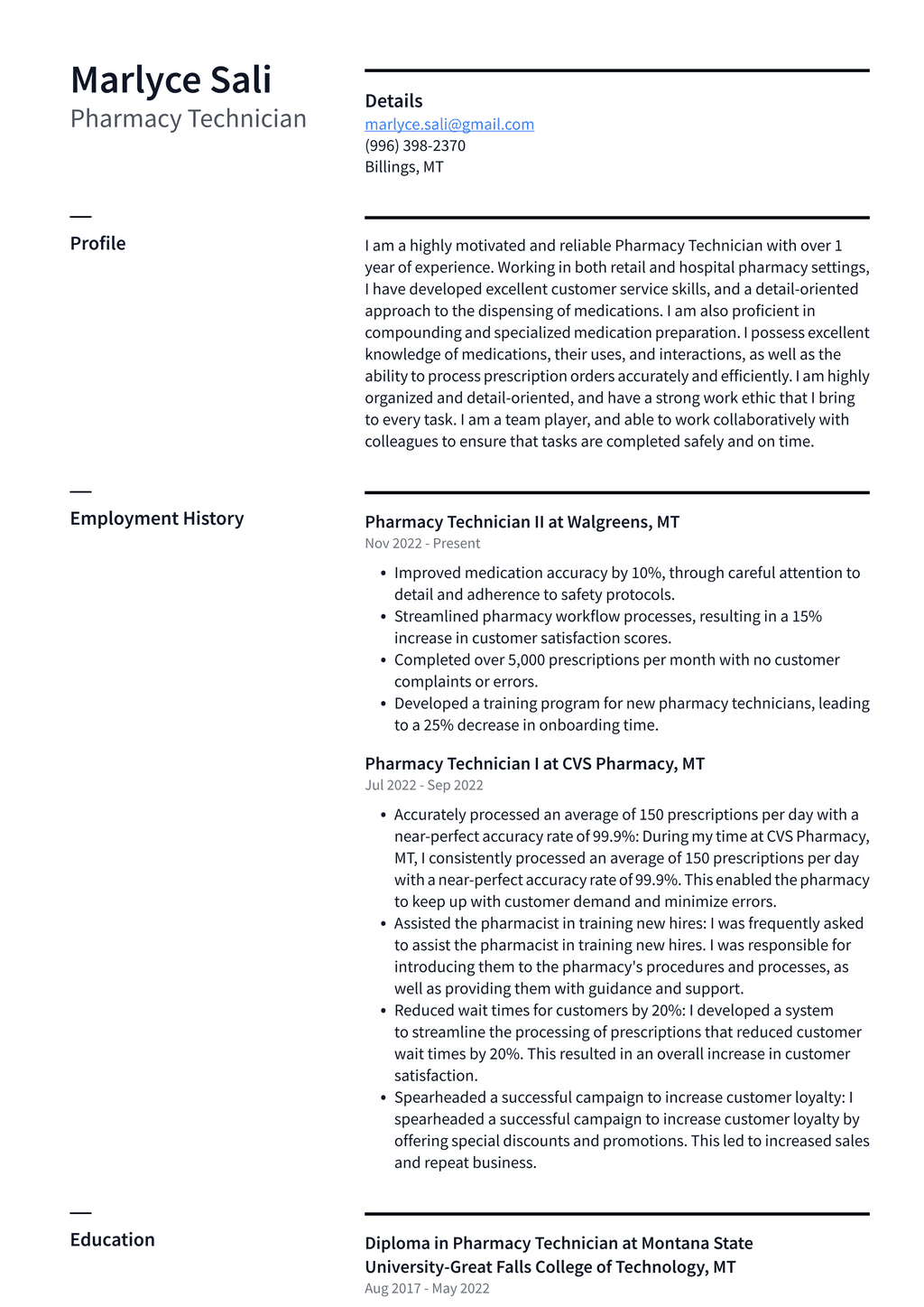 CVS Pharmacy Technician Resume Examples ResumeCat