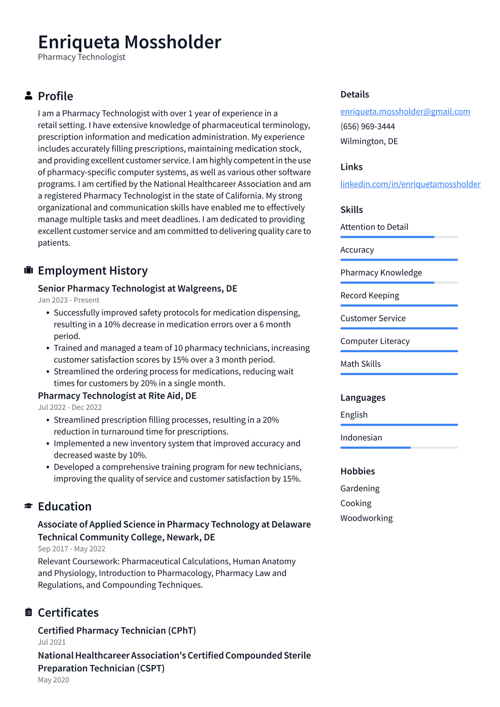 CVS Pharmacy Technologist Resume Examples | ResumeCat