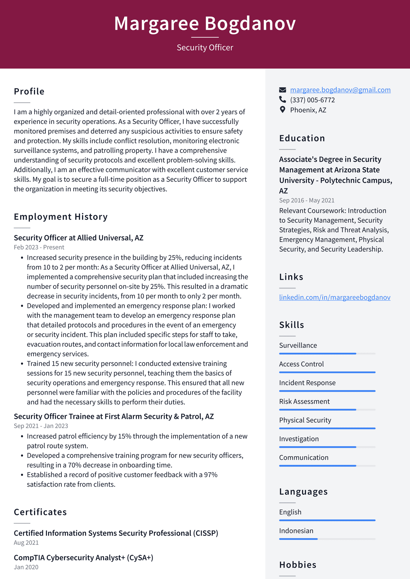 CVS Security Officer Resume Examples ResumeCat