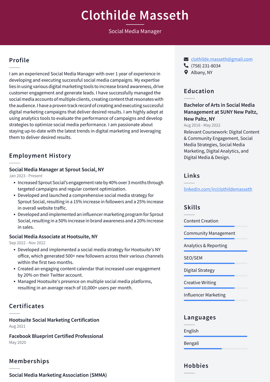 CVS Social Media Manager Resume Examples ResumeCat