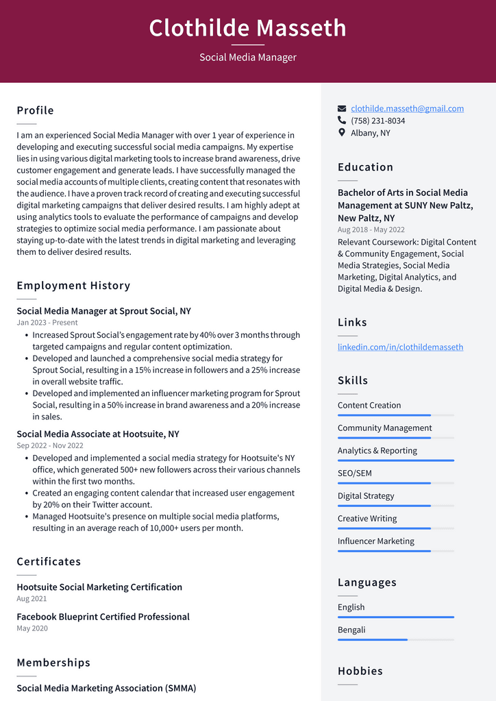 CVS Social Media Manager Resume Examples | ResumeCat