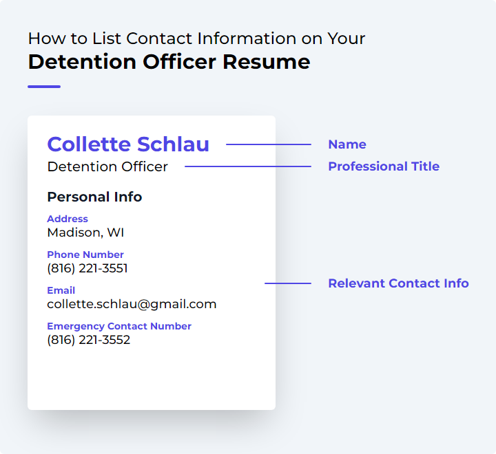 How to List Contact Information for a Detention Officer Resume