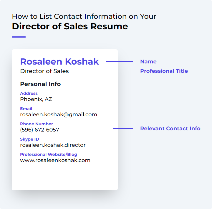 How to List Contact Information for a Director of Sales Resume