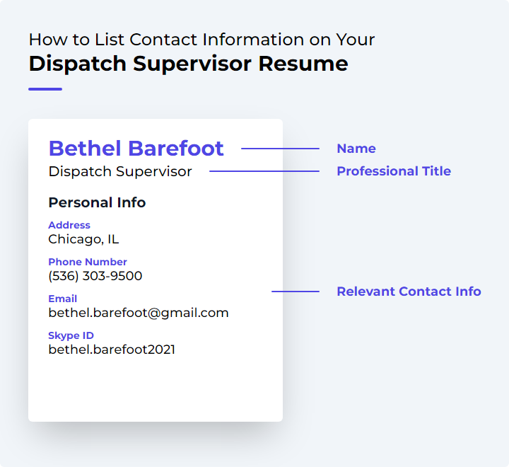 How to List Contact Information for a Dispatch Supervisor Resume