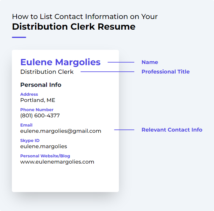 How to List Contact Information for a Distribution Clerk Resume