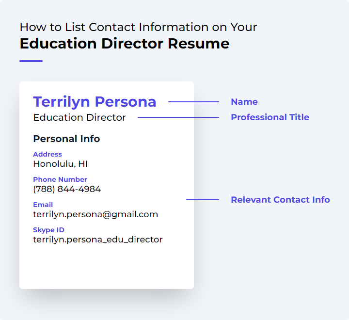 How to List Contact Information for an Education Director Resume