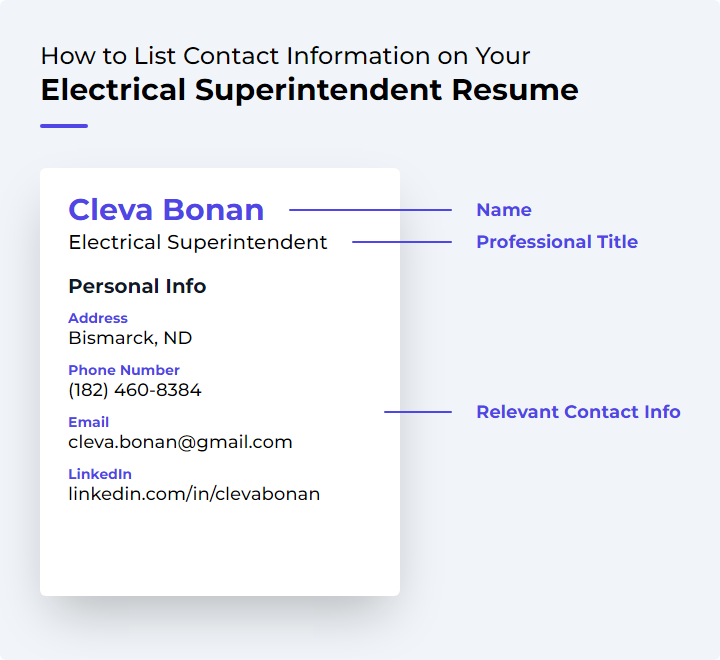 How to List Contact Information for an Electrical Superintendent Resume