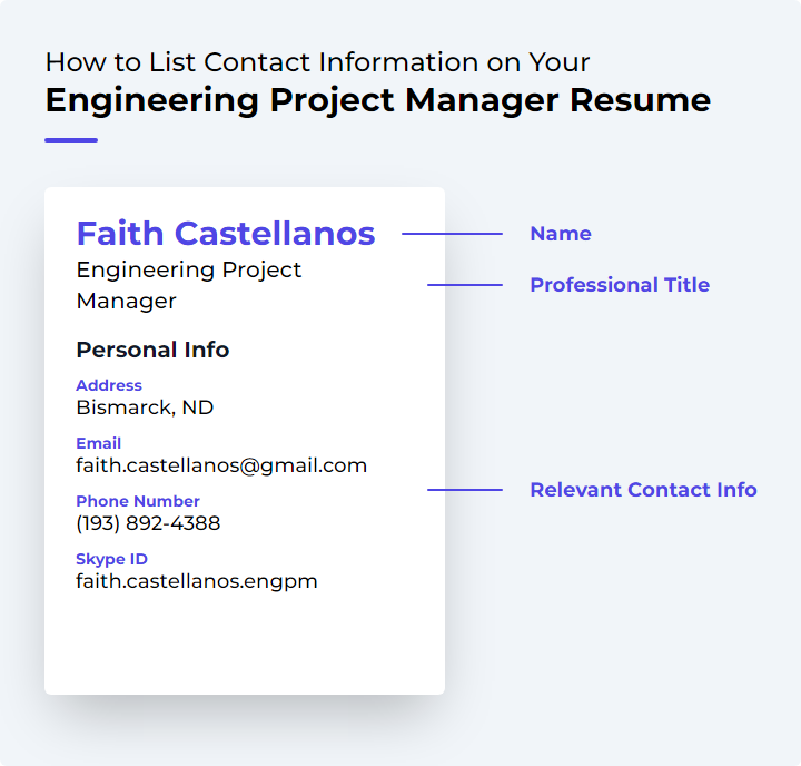 How to List Contact Information for an Engineering Project Manager Resume