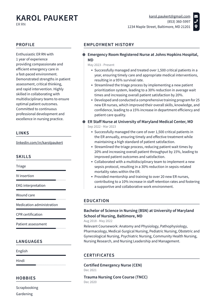 Top 18 ER RN Resume Objective Examples ResumeCat